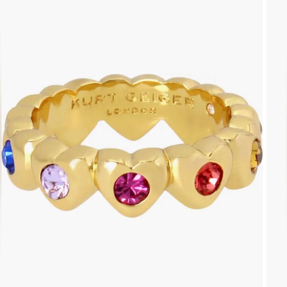 NWT Kurt Geiger rainbow heart ring. Size 8.